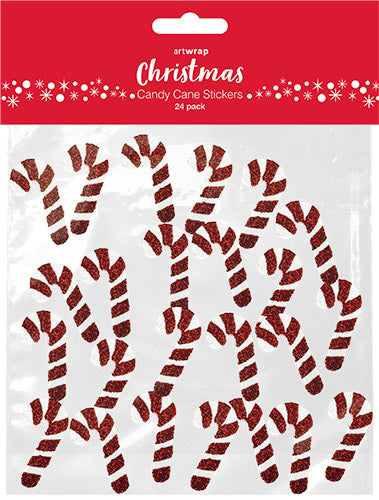 Firebrick XMAS Candy Cane Stickers, 24Pk Xmas