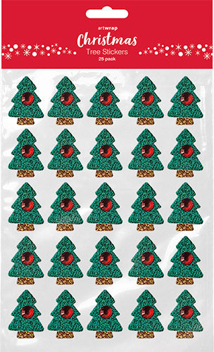 Lavender XMAS Tree Stickers, 25Pk Xmas