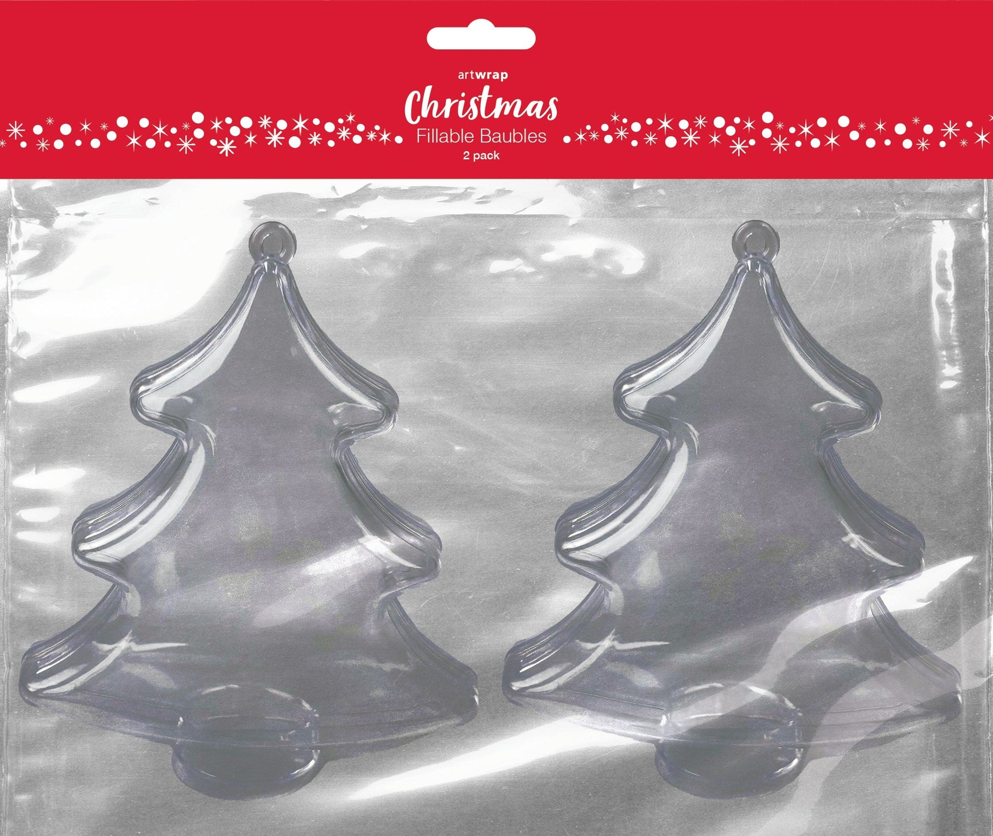 Light Slate Gray XMAS Tree shaped Fillable Bauble, 2pk Xmas