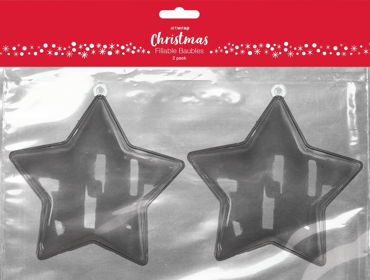 Gray XMAS Star shaped Fillable Bauble, 2pk Xmas