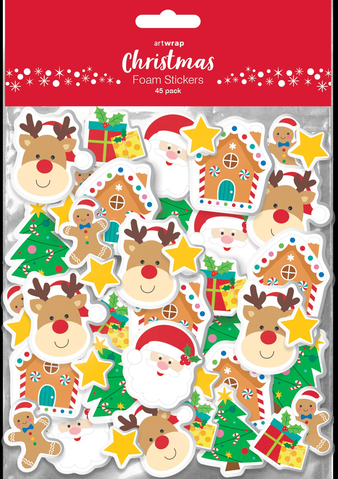 Firebrick XMAS Foam Stickers, 45Pk Xmas