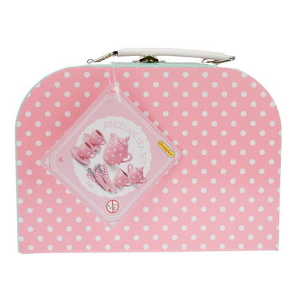 Pink Polka Dot Porcelain Tea Set 13Pcs