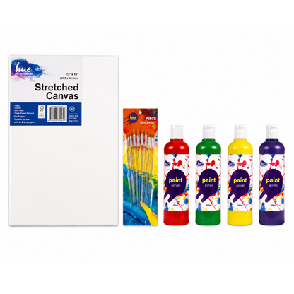 Kids Creative Canvas and Paint Pack, 12x16in (30.5x40.6cm), 32 Pieces