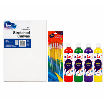 Kids Creative Canvas and Paint Pack, 7x9in (17.8x22.9cm), 32 Pieces