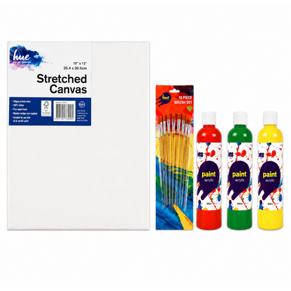 Kids Creative Canvas and Paint Pack, 10x12in (25.4x30.5cm), 32 Pieces