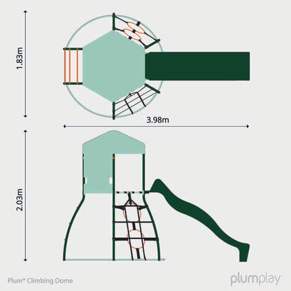 Plum Metal Outdoor Climbing Dome frame for Kids with Slide Green