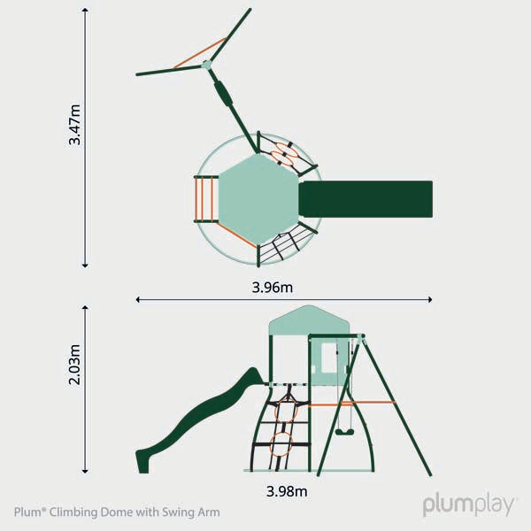 Plum Metal Outdoor Climbing Dome frame for Kids with Slide & Swing