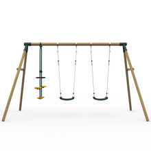 Plum Colobus Wooden Triple Swing Set with Glider