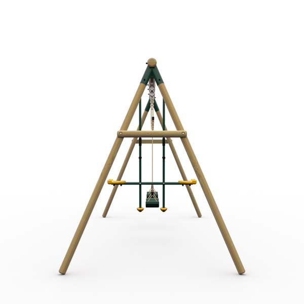 Plum Colobus Wooden Triple Swing Set with Glider