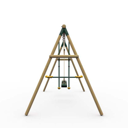 Plum Colobus Wooden Triple Swing Set with Glider