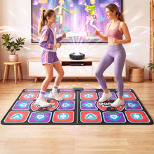 Purple electronic dance mat with colorful arrow tiles and start/select buttons