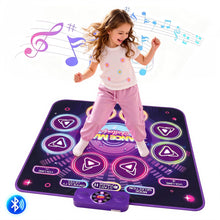 Purple dance mat toy with glowing icons and central speaker control