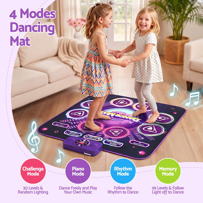 Keezi Dance Mat Toy for Kids Age 3-12 Electronic Dance Pad with Bluetooth 4 Game Modes Purple