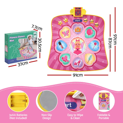 Keezi Dance Mat for Kids Age 3-12 Electronic Dance Game Pad Toy with 3 Game Modes, Pink
