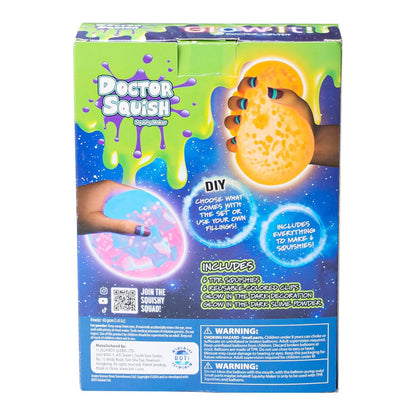 Glow squishy refill pack box back with instructions and included refill details