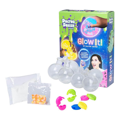 Doctor Squish glow squishy refill pack box with clear molds and assorted refill colors