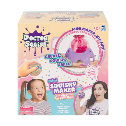 Doctor Squish mini squishy maker box with pastel graphics and mini squishy maker artwork.