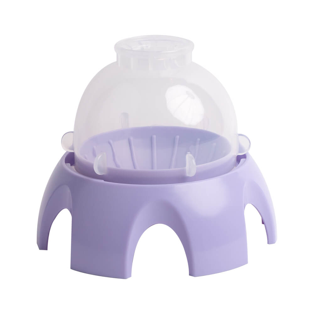 Purple plastic mini squishy maker base with clear dome top and side handles.