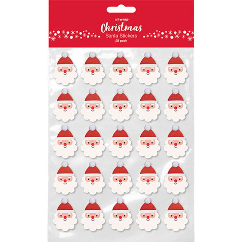 XMAS Santa Stickers, 25Pk