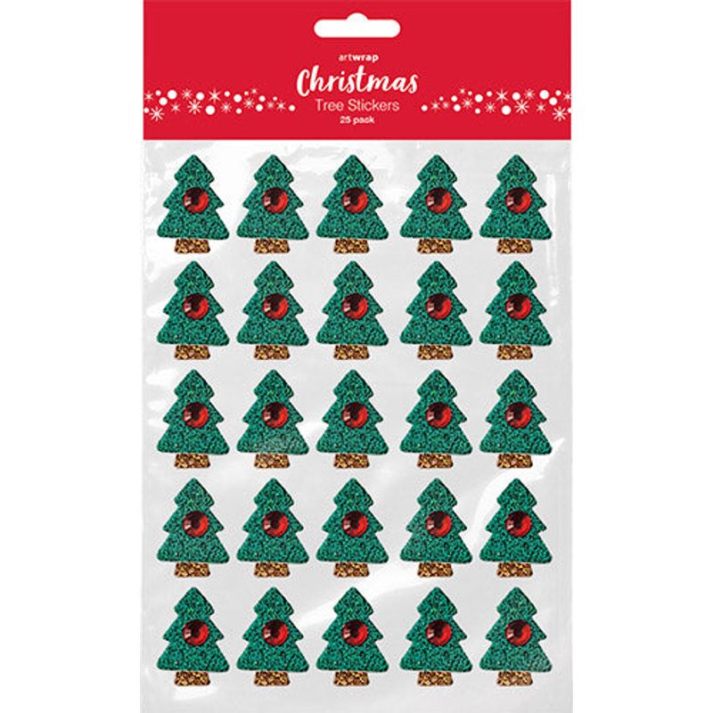 XMAS Tree Stickers, 25Pk