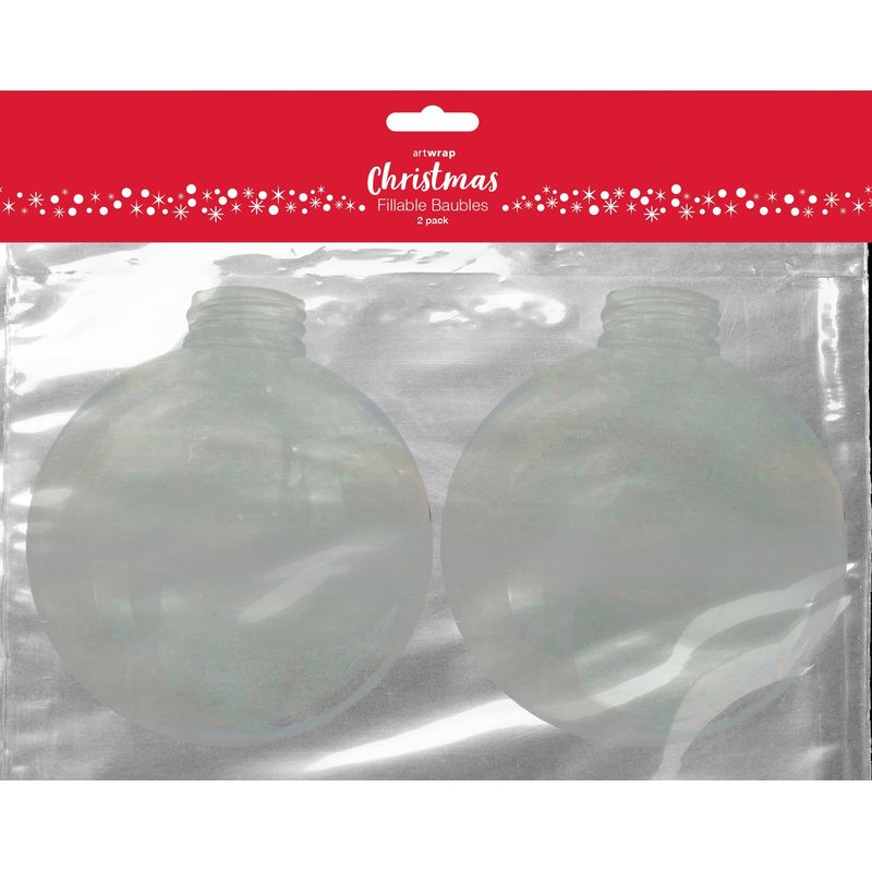 XMAS Round shaped Fillable Bauble, 2pk