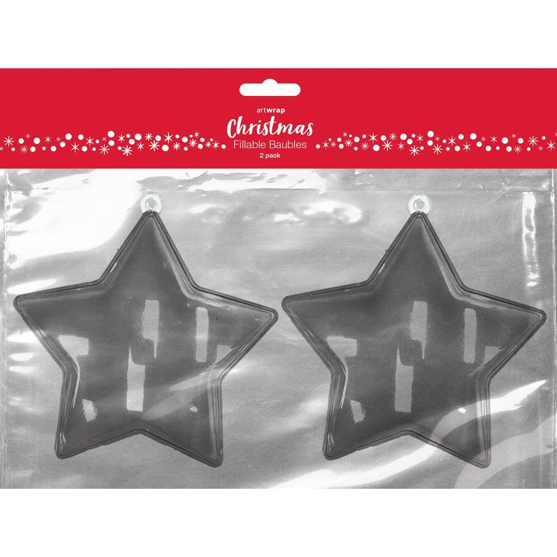 XMAS Star shaped Fillable Bauble, 2pk