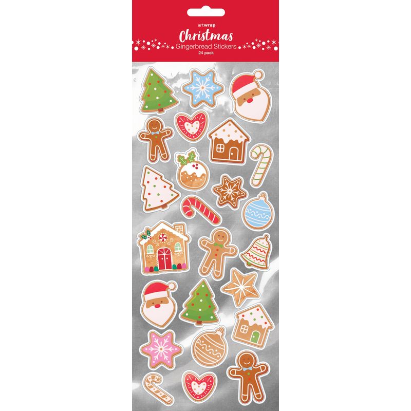 XMAS Gingerbread Stickers, 24Pk