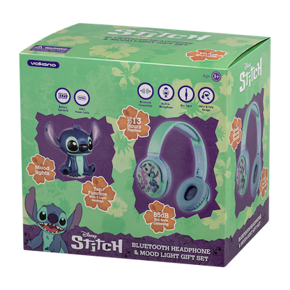 Disney Stitch Soft Touch Light With Bluetooth Headphone Combo 85Db Safe Listening Volume