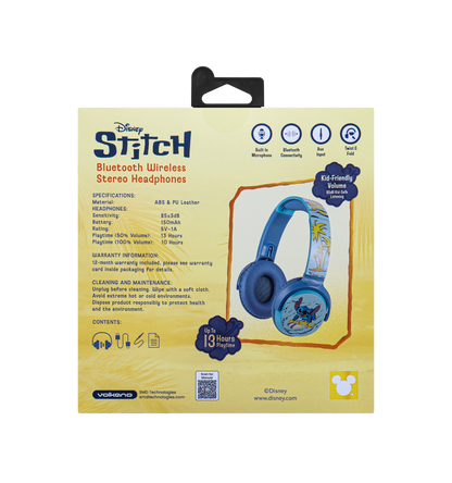 Disney Stitch DY-9955-STA Bluetooth Headphones Light Blue