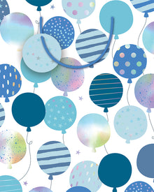Large Gift Bag Blue Holo Balloons 32cm H x 25cm W x 12cm D