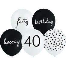 White Smoke Balloon Printed Latex 30cm 10 Pack - 40th Assorted Balloons