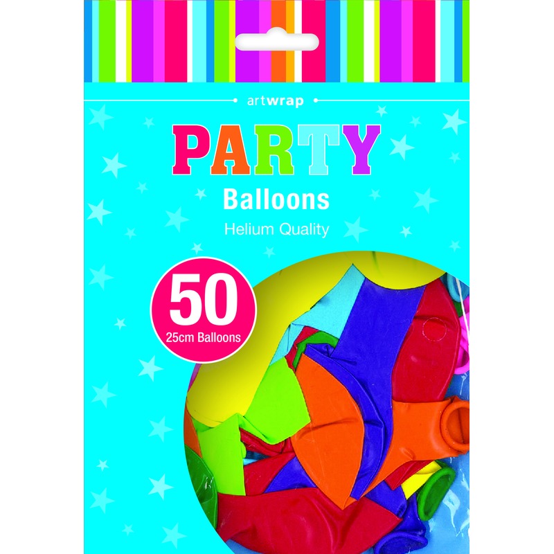 Cyan Balloon Latex 25cm 50 Pack - Assorted Balloons