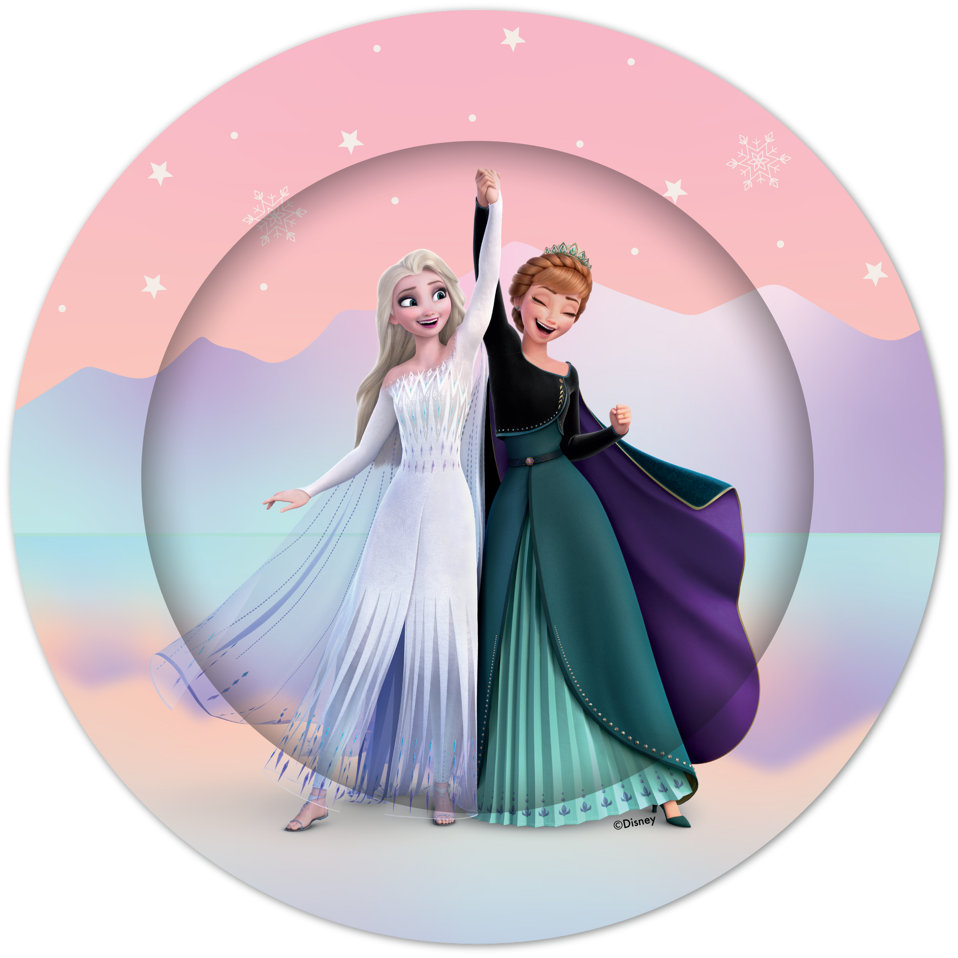 Black Paper Plates 23cm 8 Pack - Frozen Themed Parties