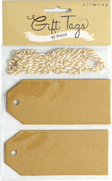Dark Khaki Kraft Gift Tags, 10Pk Xmas