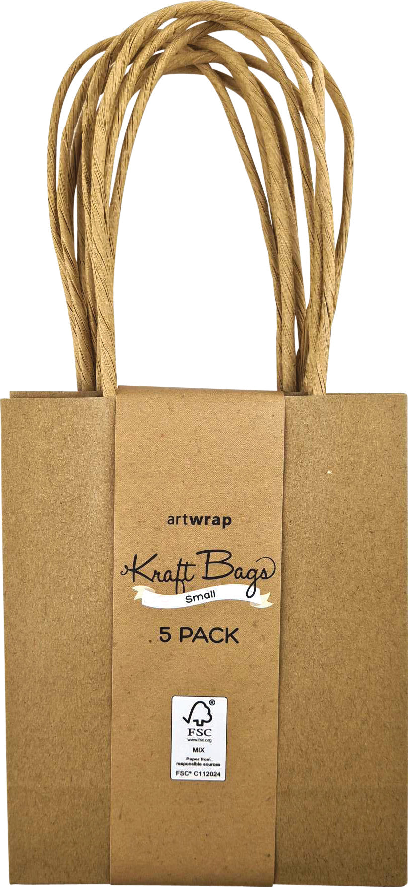 White Smoke Kraft Gift Bags, Small w110x h137 x d62mm, 5Pk Xmas
