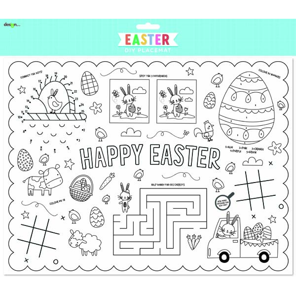 White Smoke Easter DIY Colouring Placemat Easter