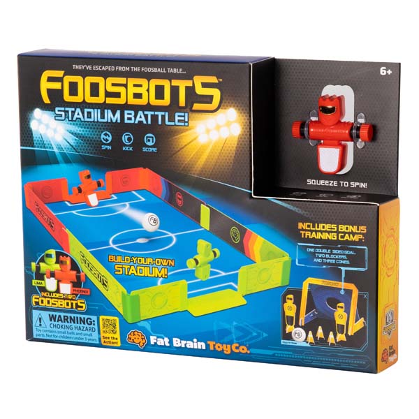 Foosbots Stadium Battle set box with red robot figure and stadium arena graphics