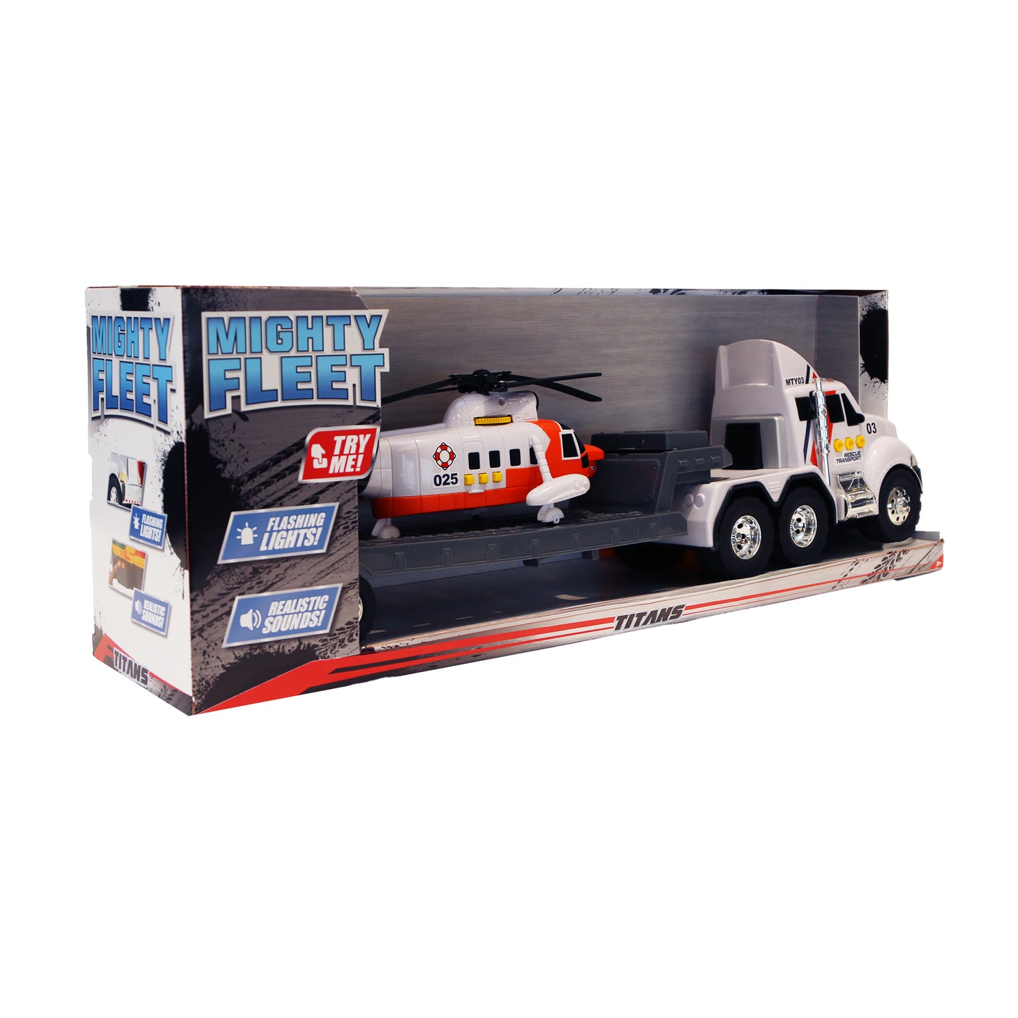 Mighty Fleet Titans Flatbed Truck with Helicopter