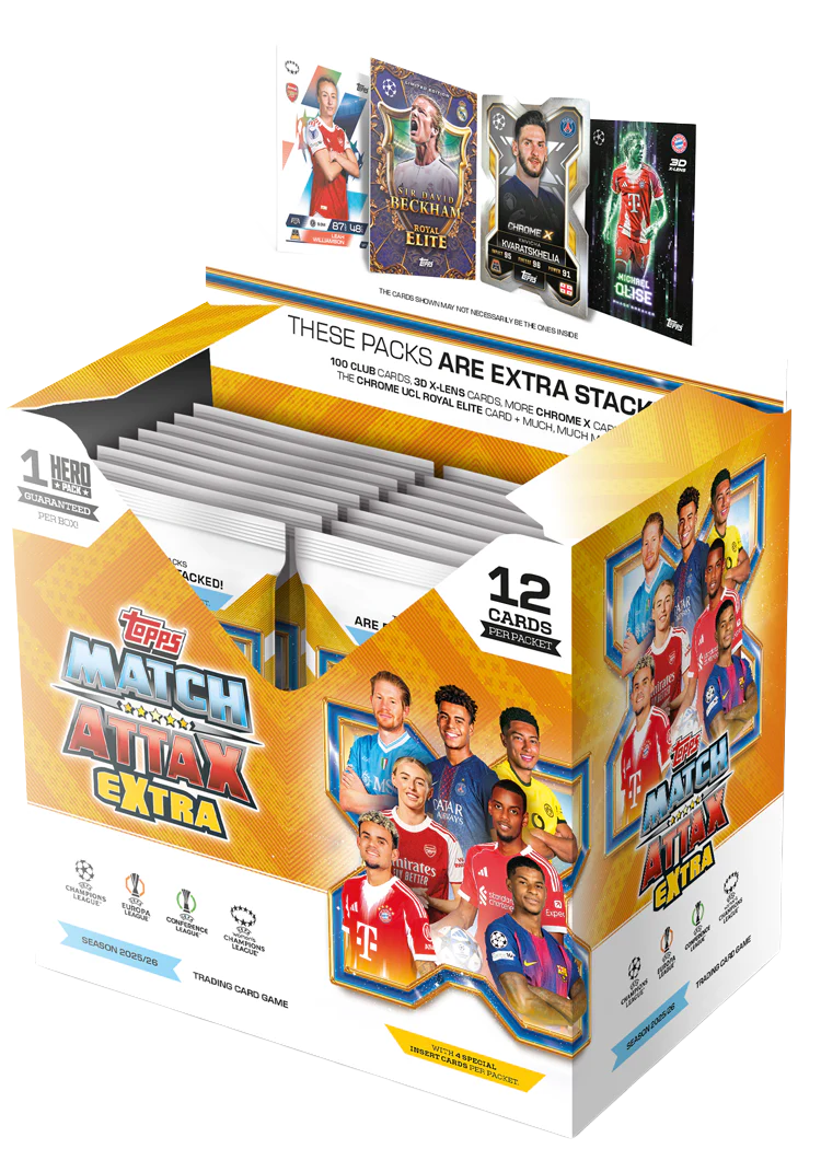 Topps Match Attax Extra trading card value pack with multiple cards displayed