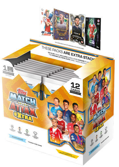 Topps Match Attax Extra trading card value pack with multiple cards displayed