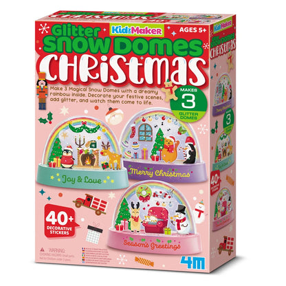 4M KidzLabs Glitter Snow Domes Christmas