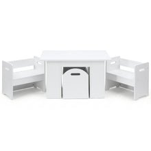 Keezi 3PCS Kids Table and Chairs Set Storage Toys Play Activity Desk