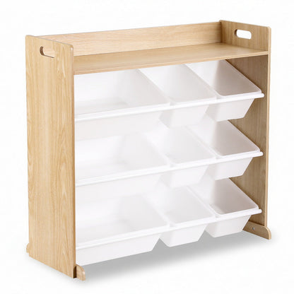 Keezi Kids Toy Box 9 Bins Bookshelf Organiser Display Shelf Storage Rack Wooden