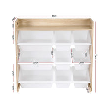 Keezi Kids Toy Box 9 Bins Bookshelf Organiser Display Shelf Storage Rack Wooden