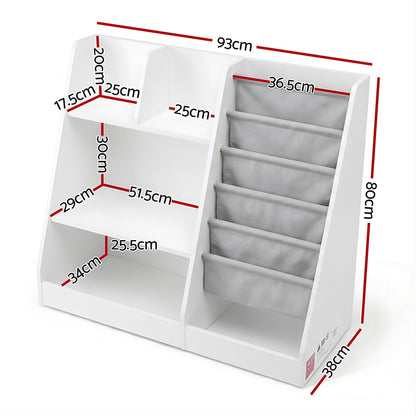 Keezi Kids Bookshelf Wood Bookcase Toddler Toys Storage Rack Display Shelves