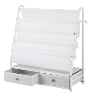 Keezi Kids Bookshelf Metal Storage Rack Toy Organiser Display Shelf Drawer White