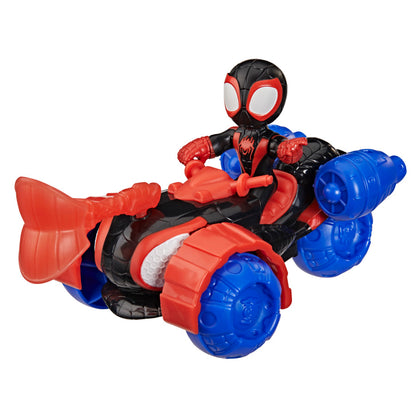 Marvel Spidey and His Amazing Friends Miles “Spin” Morales Techno-Racer Action Figure & Toy Vehicle