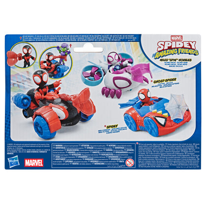 Marvel Spidey and His Amazing Friends Miles “Spin” Morales Techno-Racer Action Figure & Toy Vehicle