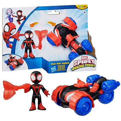 Marvel Spidey and His Amazing Friends Miles “Spin” Morales Techno-Racer Action Figure & Toy Vehicle