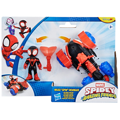Marvel Spidey and His Amazing Friends Miles “Spin” Morales Techno-Racer Action Figure & Toy Vehicle